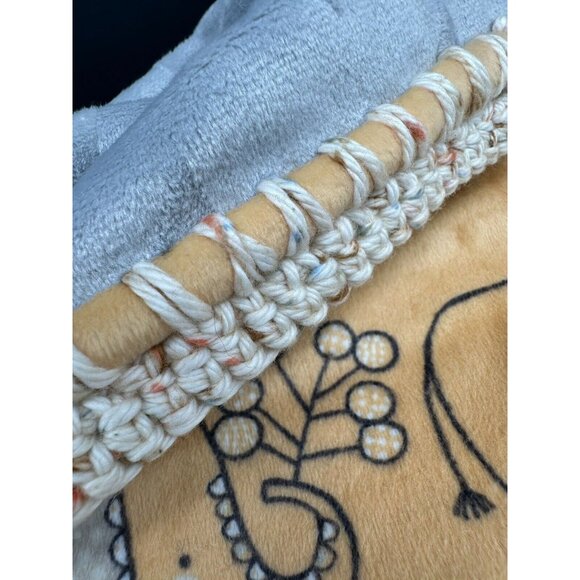 Baby Blanket Elephants Stars Handmade Orange Gray Gender Neutral Soft 27 X 34 - Picture 7 of 11